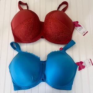 NWT Ashley Stewart Butterfly Bra Full Coverage 2 Pack Bundle Size Womens 44H